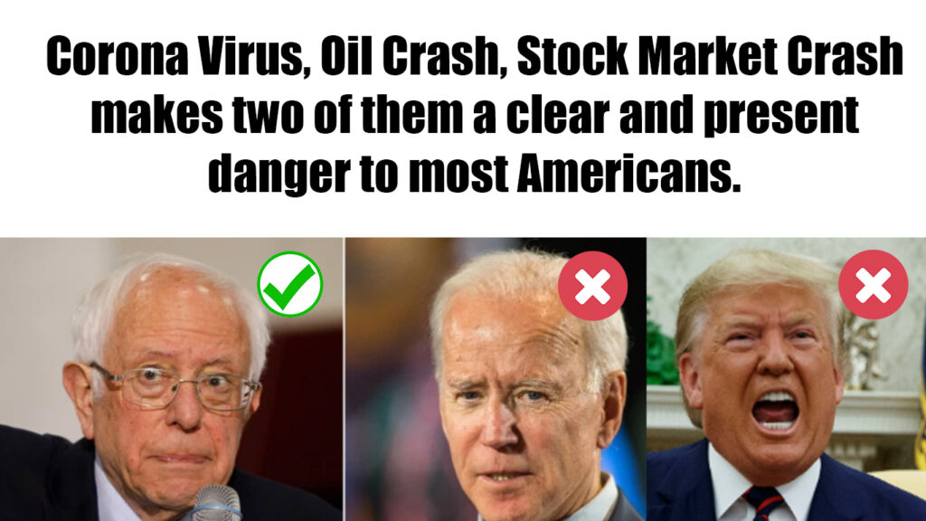 COVID-19, Oil, Stock, Debt Market Crash makes status quo candidate a danger.