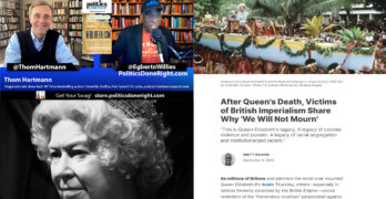 Thom Hartmann visits to discuss neoliberalism. Underserved coverage of the queen's death.