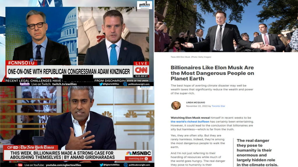 Anand Giridharadas appropriately belittles billionaires, including Elon Musk, the 50+ adolescent