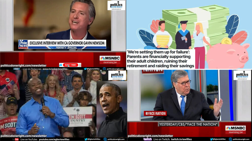 Wall Street wants you to forget the kids. Newsom scalds Hannity. Obama schools Scott, & more