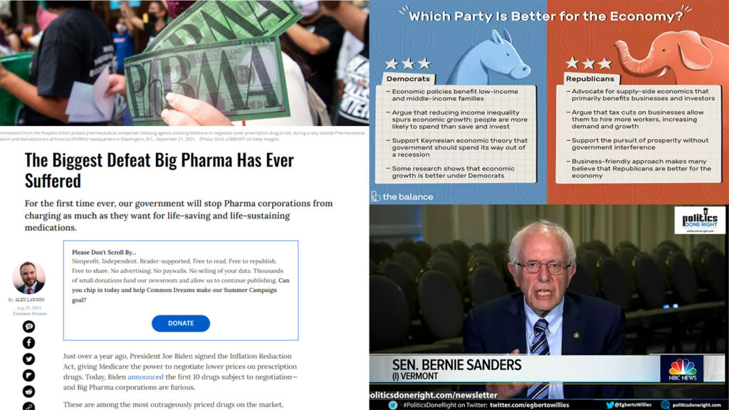 Dems better than GOP on economy. Big Pharma losing! Bernie give Dems marching orders.