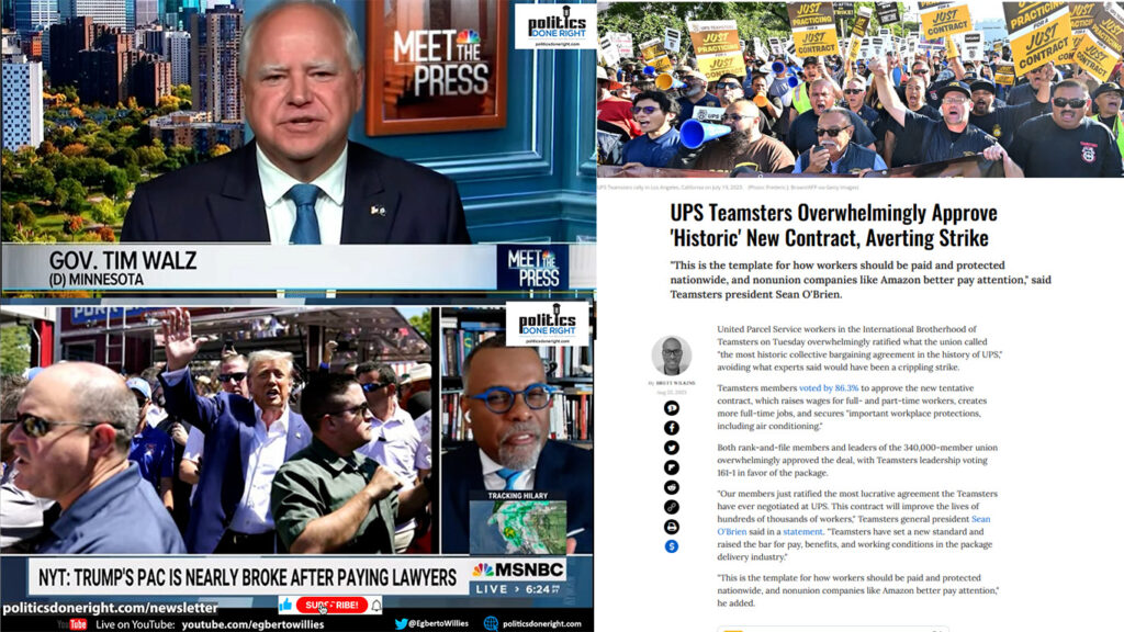 MN Gov Tim Walz shades debate. Eddie Glaude on Trump's ethics. UPS workers accept contract