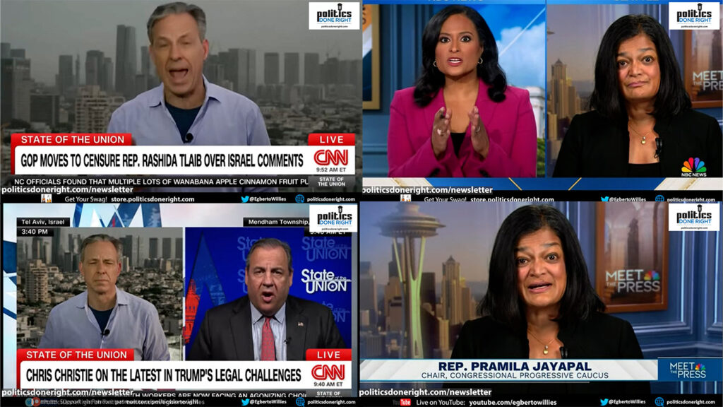 Jake Tapper showing good journalism on Israel- Hamas. Jayapal stands her ground on the war.