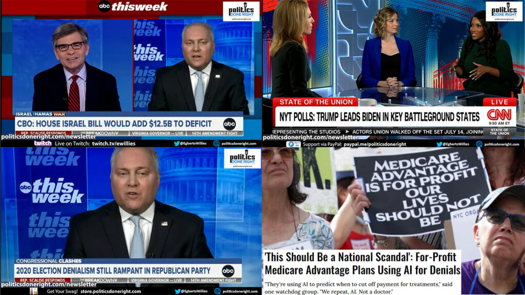 Medicare Advantage using AI to screw patients. Scalise implodes on This Week. Biden Polls.