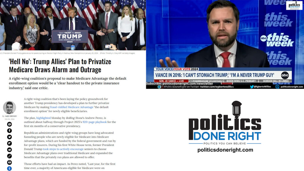 JD Vance and his sycophancy represent the new GOP. 'Hell No to Plan to Privatize Medicare'