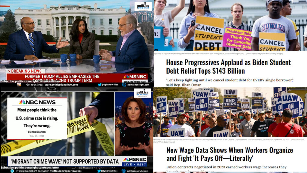 Advice for Biden on 2024. Fox News lies on migrant crime. Progressives' fights paying off.