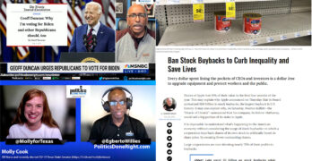 Ban stock buybacks. Republican said he is voting for the decent man, Biden. Molly Cook won!