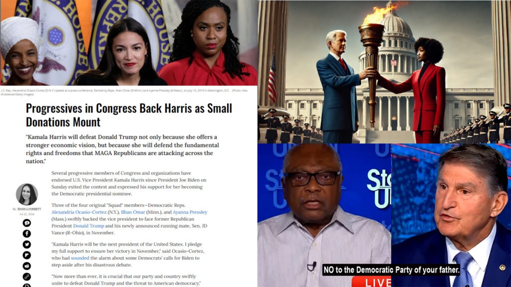 Progressives back Kamala Harris. Clyburn schools Manchin. Biden passes the torch to Harris.