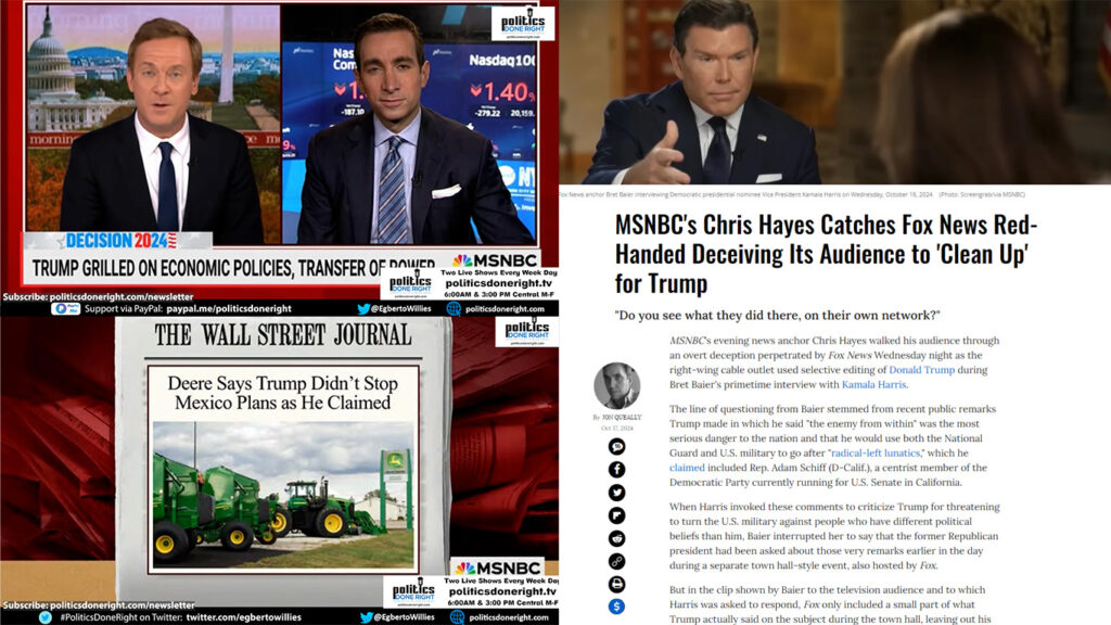 Chris Hayes exposed Fox News. Trump's small business ineptitude. Trump's John Deere lie exposed.