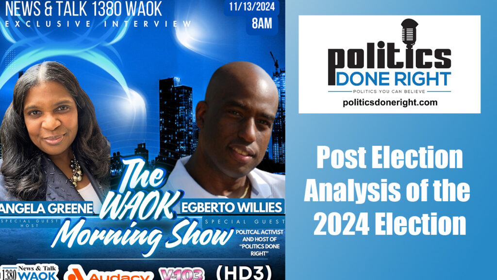 The WAOK Morning Show's Angela Greene election analysis with Politics Done Right's Egberto Willies