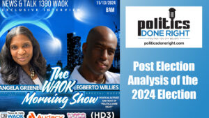 The WAOK Morning Show's Angela Greene election analysis with Politics Done Right's Egberto Willies