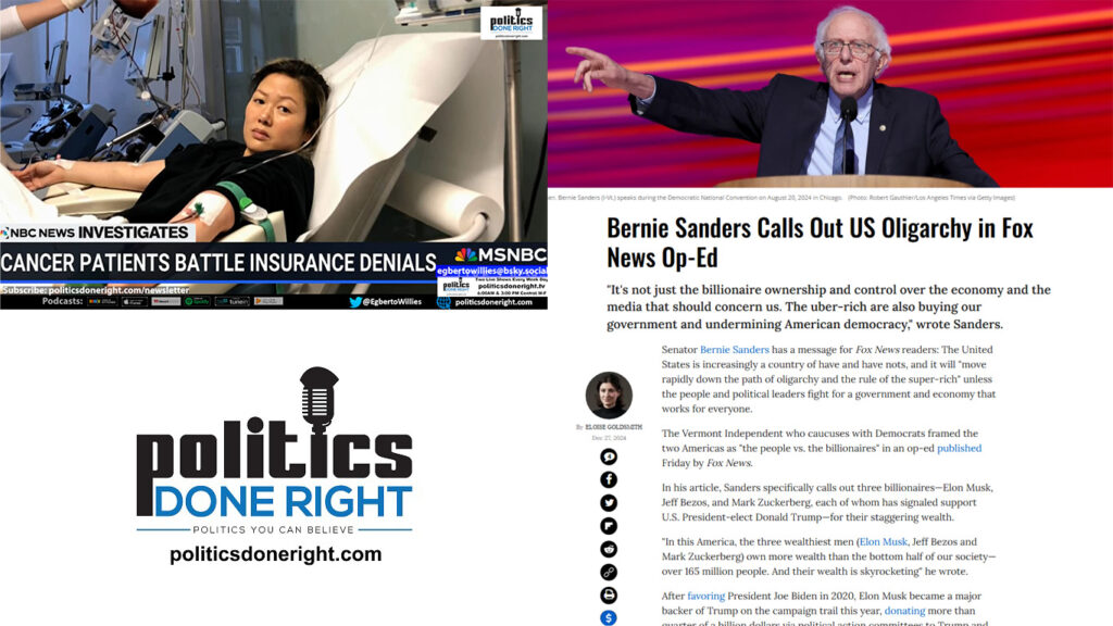 Bernie calls out Oligarchy in Fox News op-ed. More evidence of for-profit health insurance killing.