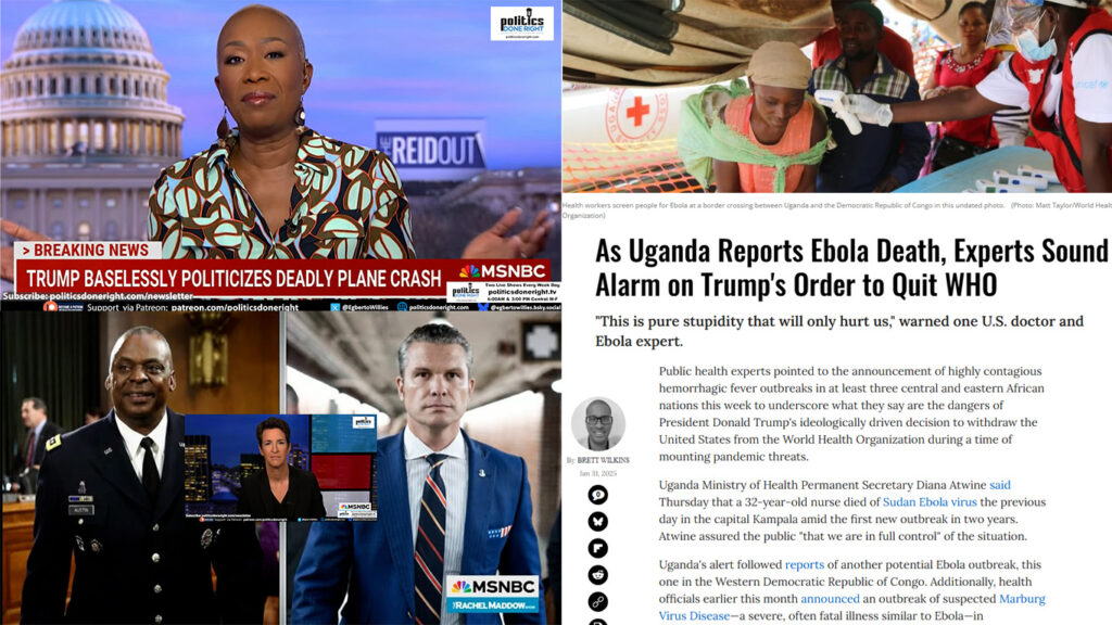 Joy-Ann Reid exposes Trump's DEI fake. Rachel Maddow contrasts Austin v Hegseth. Trump & Ebola.