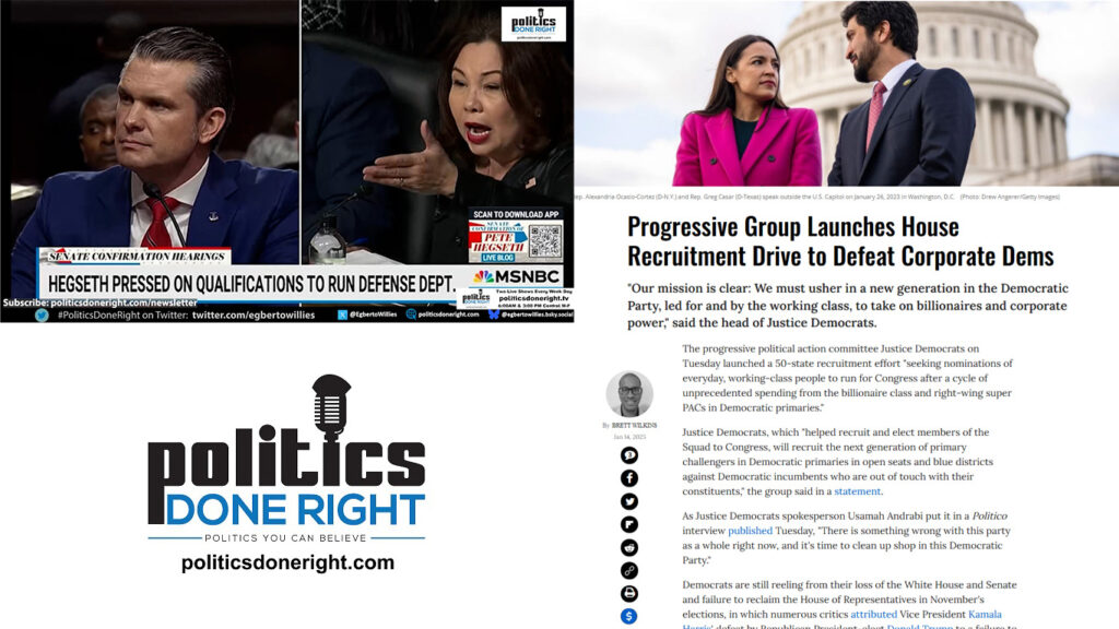 Progressive Group Launches to Defeat Corporate Dems. Sen. Tammy Duckworth embarrasses Pete Hegseth.