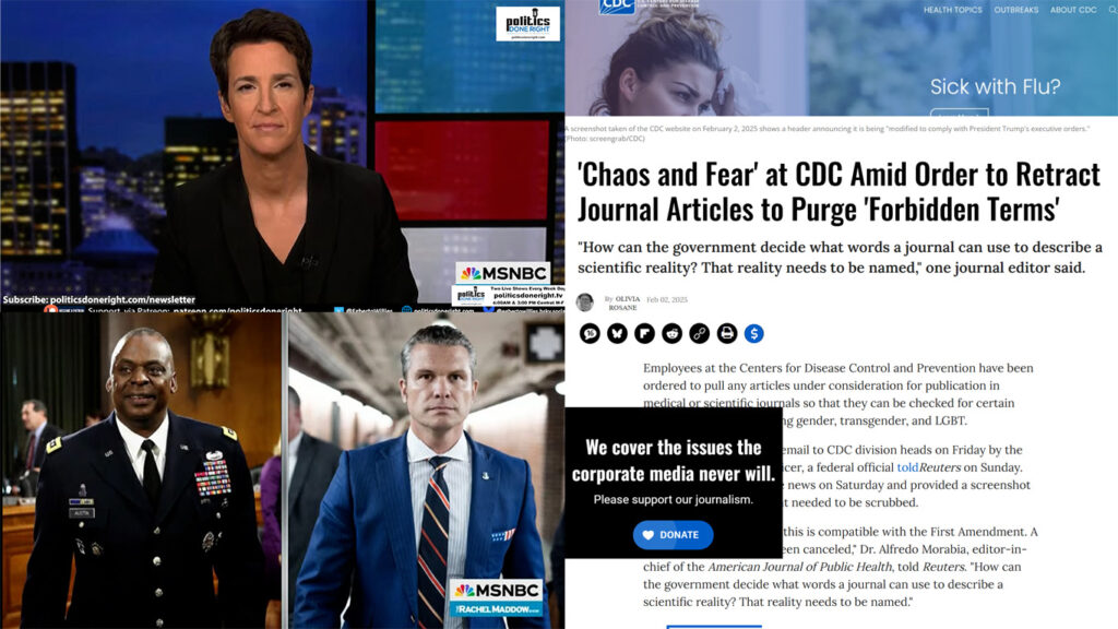 'Chaos and Fear' at CDC. Joy-Ann Reid exposes Trump's DEI fraud. Rachel Maddow contrast Def. Secs