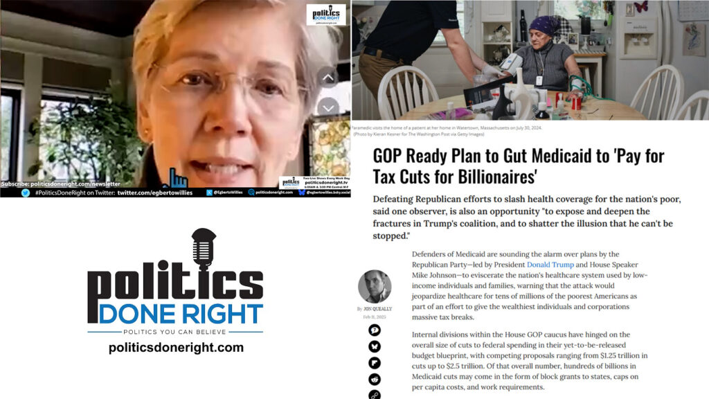 GOP to gut Medicaid to pay for billionaire tax cut. Elizabeth Warren - Musk gutting CFPB