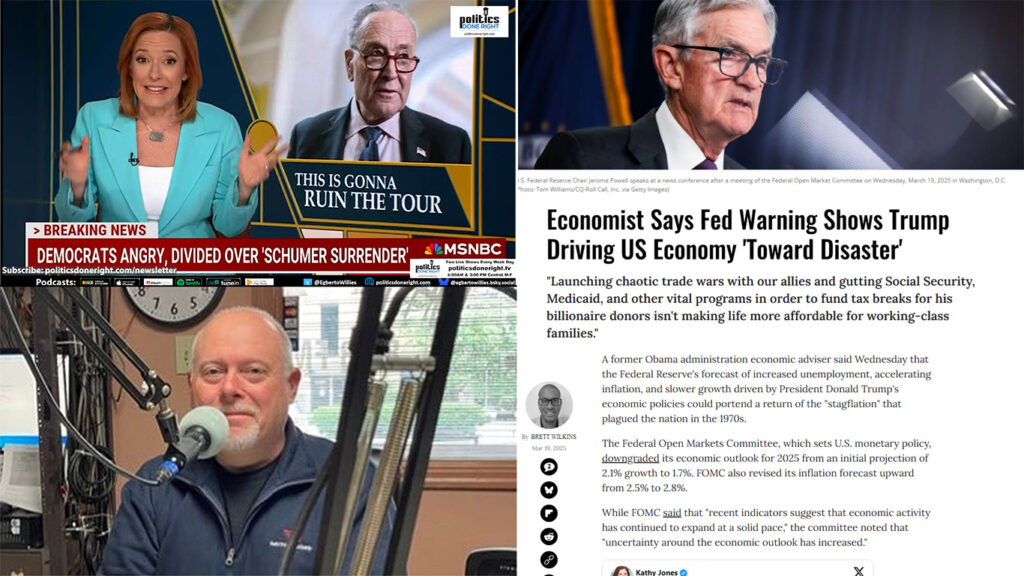 Economist says Trump's crashing the economy. Jen Psaki throws Schumer under the bus. Aquino visits.