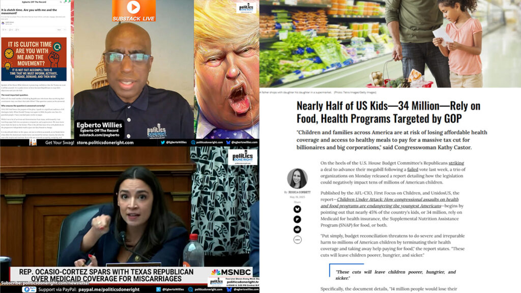 Purported family values party intend to starve kids. Why GOP fear AOC. MSM Biden obsession