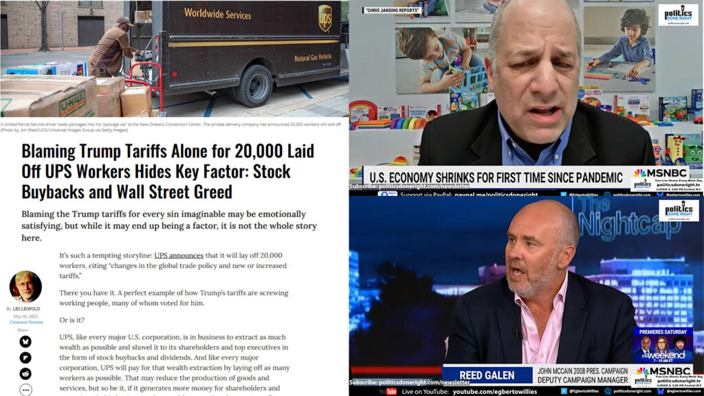 Tariffs not solely responsible for UPS layoffs. CEO said tariffs are poison. Mimic right wing media