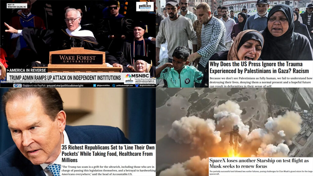 Why is Gaza pain ignored? 60 Minutes Scott Pelley nails Trump. 35 Republicans line their pockets.