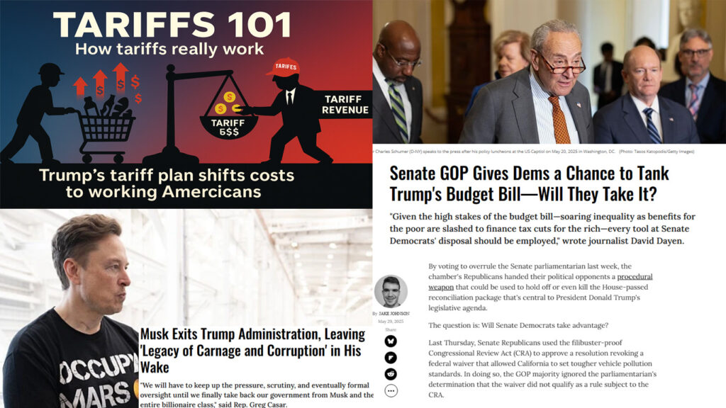 Will Dems use GOP-given weapon to stop the evil bill- Tariffs 101. Musk leaves in failure.