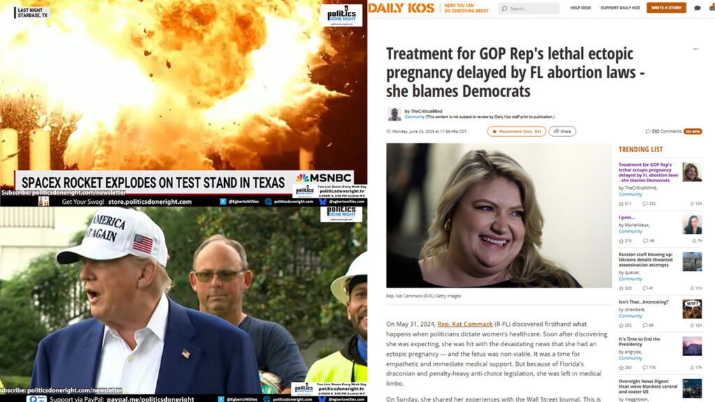 Anti-abortion Rep. ectopic pregnancy fiasco. Media let's Trump off. Musk fails upward