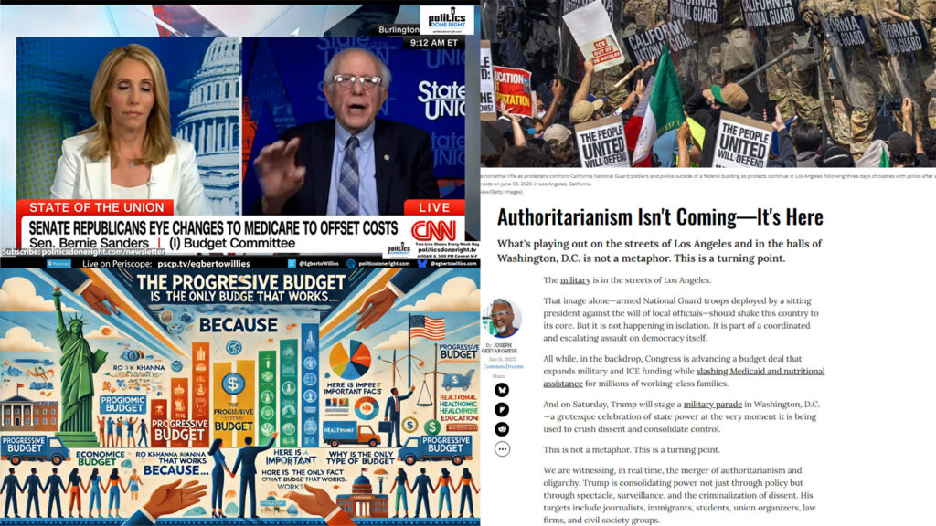 Bernie Sanders schools Dana Bash. Ro Khanna unveils a Progressive Budget. Authoritarianism is here.