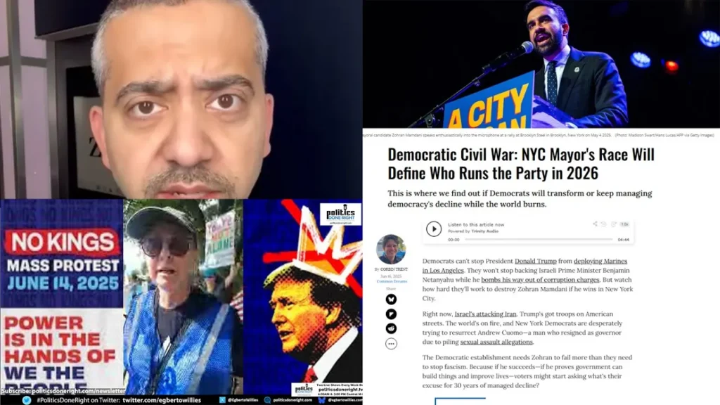Mehdi Hasan nails it on Western Israel coverage. #NoKings rallies. Who will control Dem Party