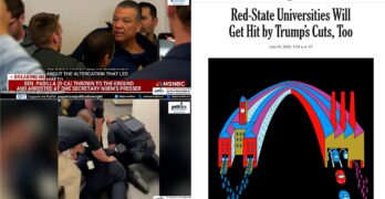 Red-State Universities Will Get Hit by Trump’s Cuts. Sen. Alex Padilla handcuffed.