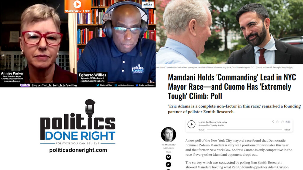 Fmr. Houston Mayor Annise Parker speaks. Mamdani holds a commanding lead. Democrats beware.