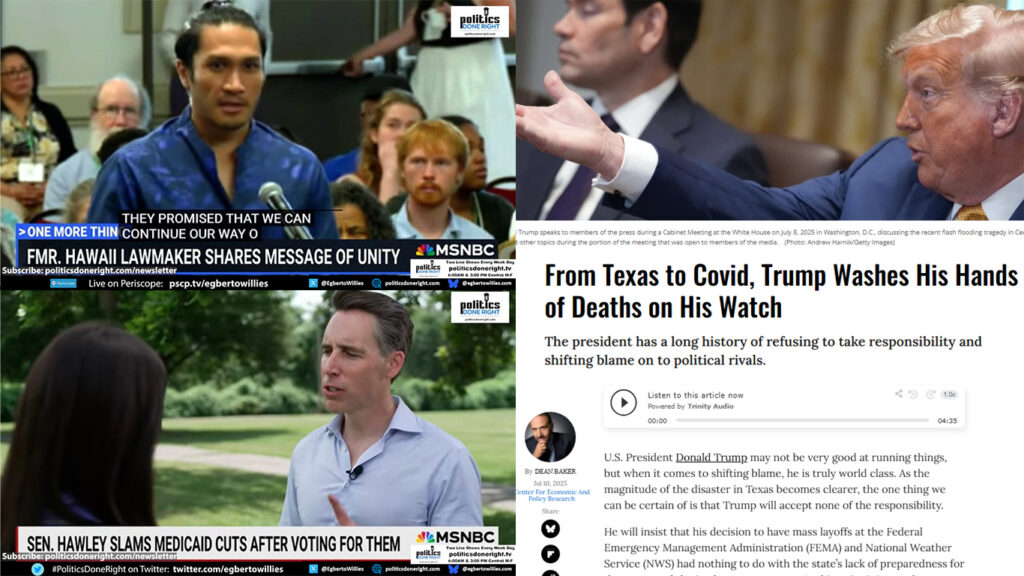 Sen. Hawley tries to fool his voters. Trump's death policies. Fmr. Hawaiian rep on our commonality