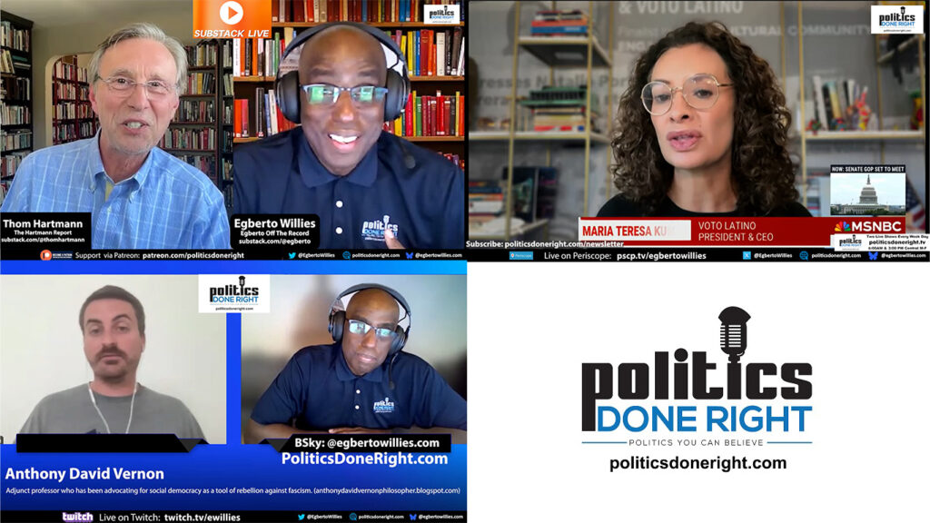 Thom Hartmann on the Independent Media. Anthony David Vernon on Fascism. BBB hurts Red States