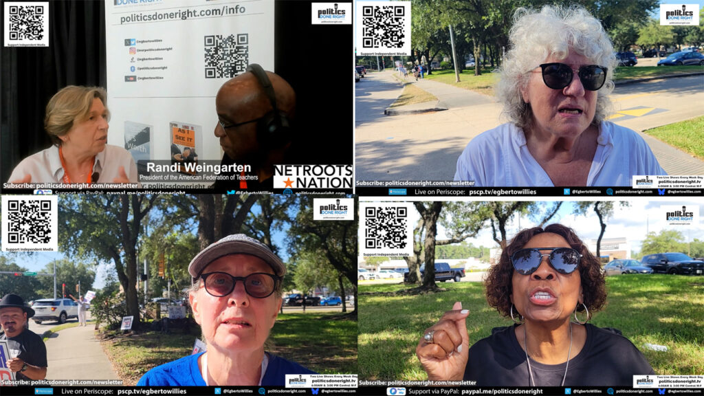 AFT President Randi Weingarten on leaving the DNC. #FightTheTrumpTakeover protesters speak