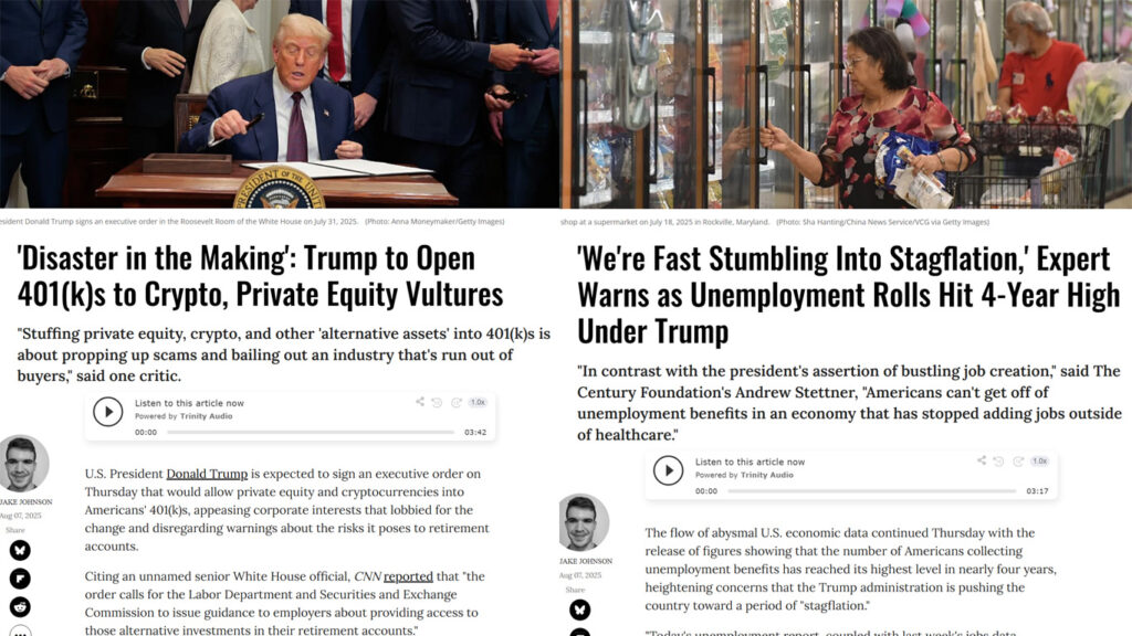 We're Fast stumbling into stagflation by a mad man. Another Trump disaster - 401(k)s open to crypto