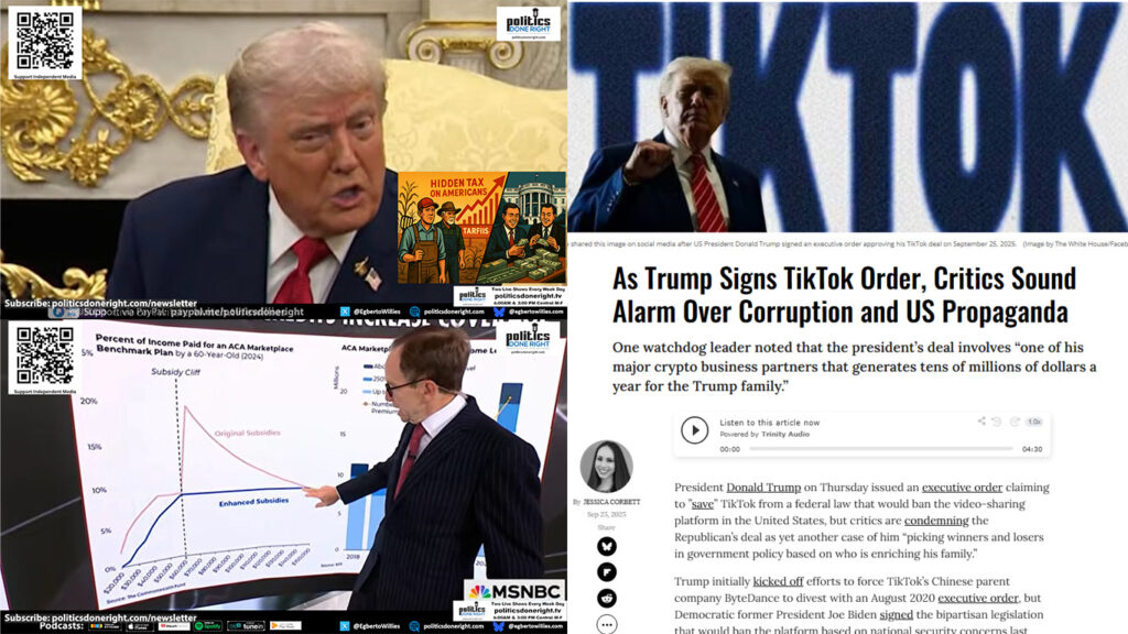 GOP Shutdown Targets Obamacare as Trump’s Tariffs Hurt Farmers and TikTok Corruption Grows