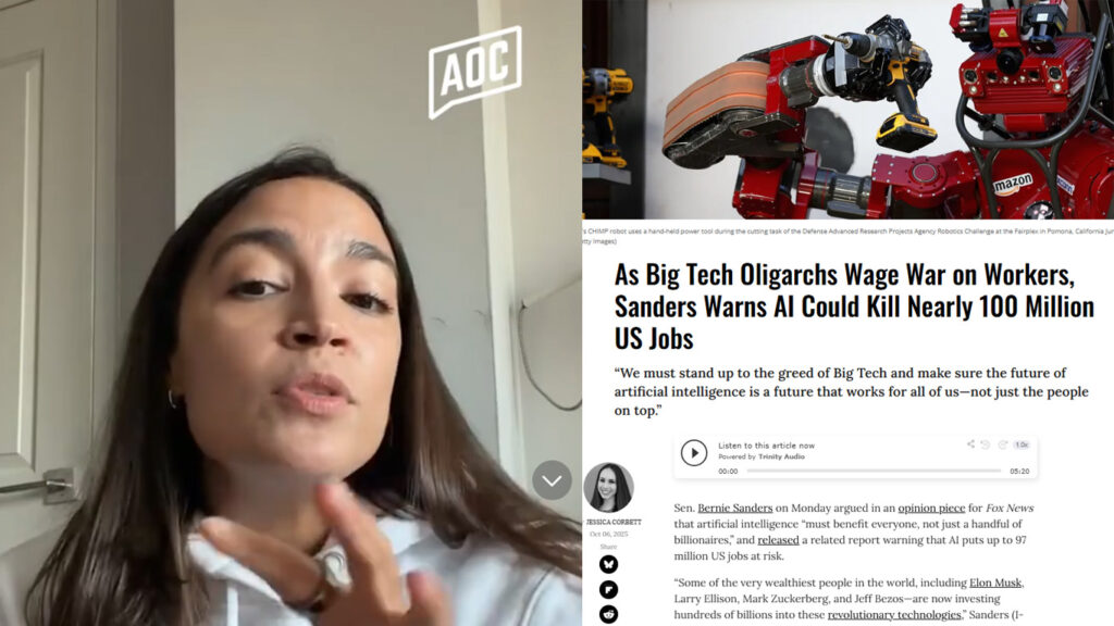 AOC Schools MAGA Rep as Sanders Warns- AI Greed Could Kill 100 Million Jobs