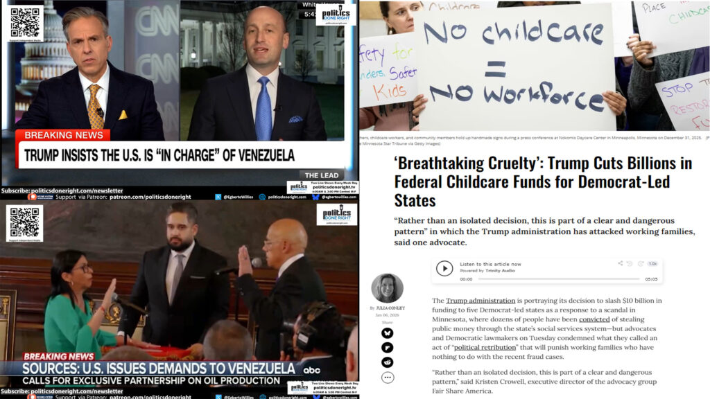 Trump & Miller Demand Control of Venezuela Oil & Military Might While Slashing Childcare