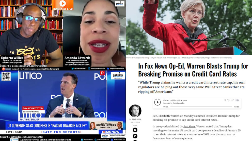 Democracy Push in Houston, GOP Disaster Warning, and Credit Card Rate Hypocrisy