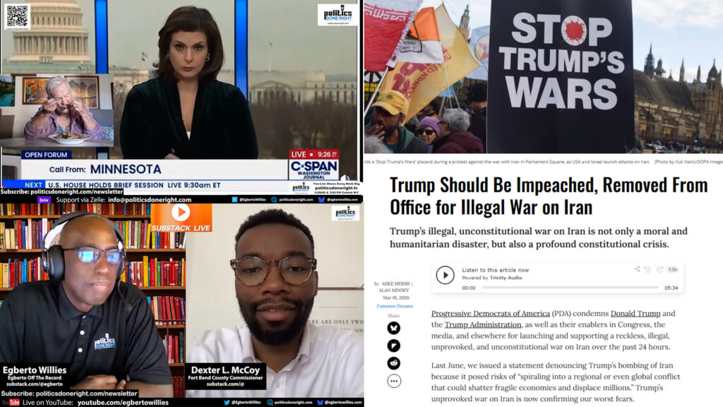 Hunger by Design, McCoy for Judge & Trump’s Illegal Iran War Crisis