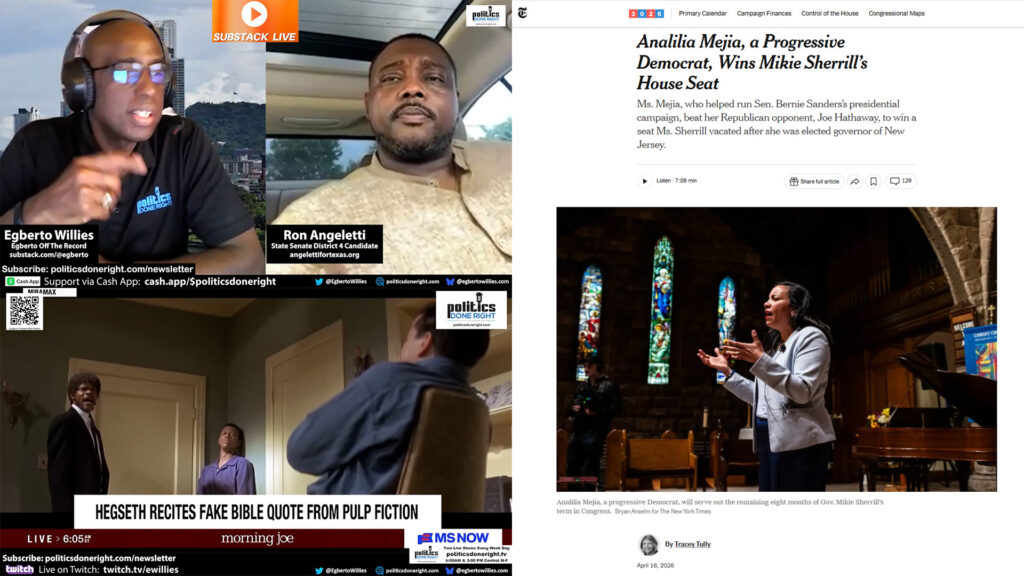 Texas Dem Fights Red District, Mejia Wins Big, Hegseth’s Fake Bible Quote Sparks Backlash