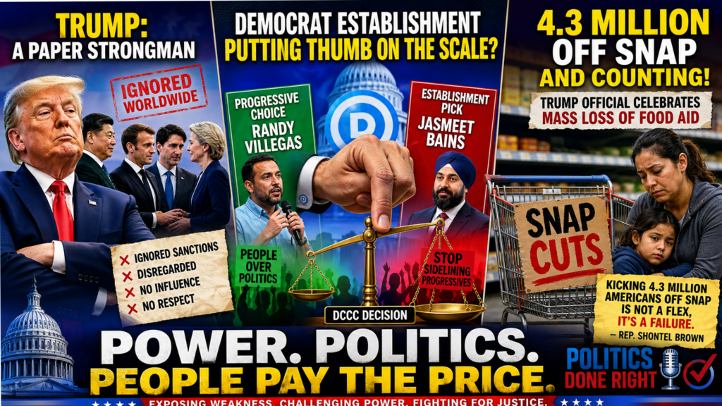 Trump Weakness Exposed, DCCC Blocks Progressives, 4.3M Lose SNAP in GOP Agenda