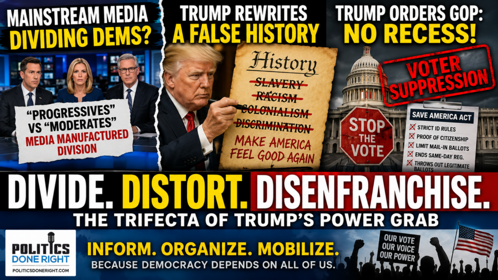 Media Divides Democrats as Trump Rewrites History and Moves to Suppress the Vote